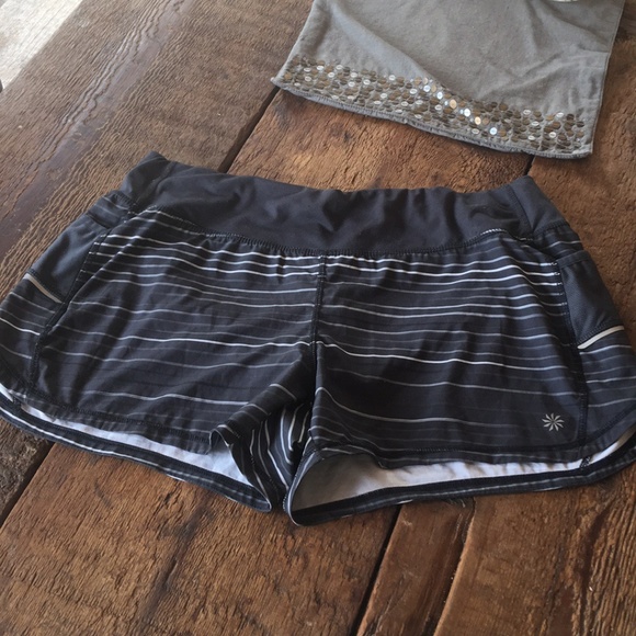 Athleta Pants - 🆕Athleta carbon grey/black stripe running shorts